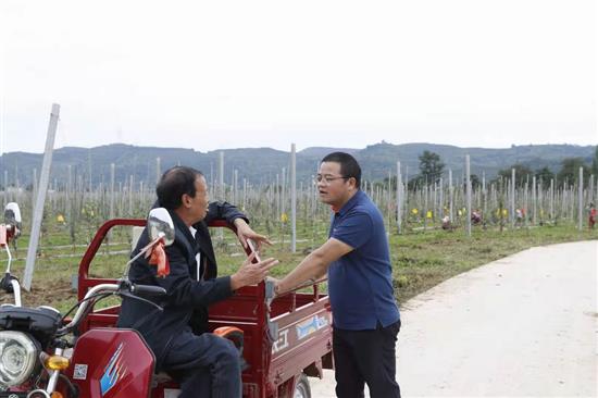 杨华（右一）在陕西陇县和村民访谈。受访者供图